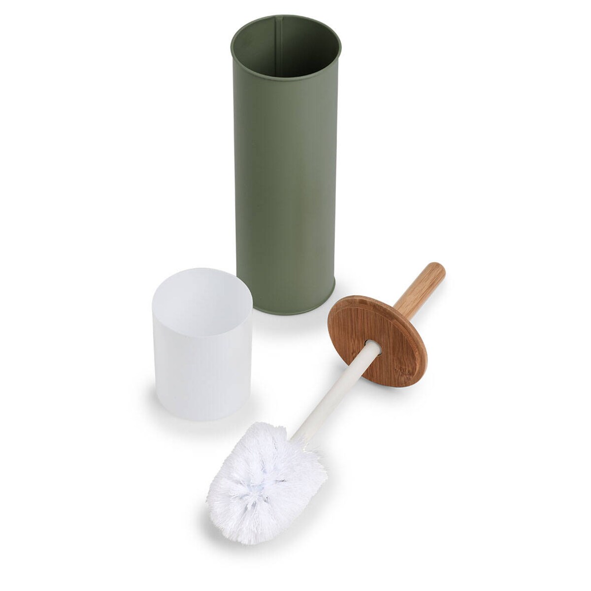 Szczotka WC z metalu i bambusa, Ø 10 cm