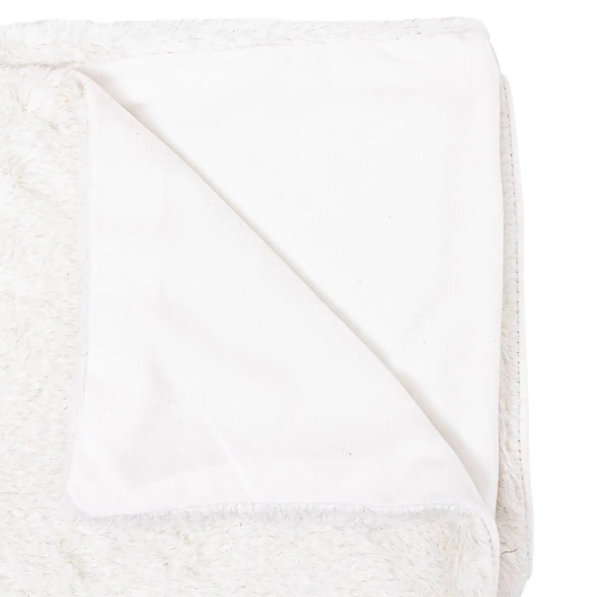 Pled koc pluszowy biały ze srebrną nitką 130x180 cm