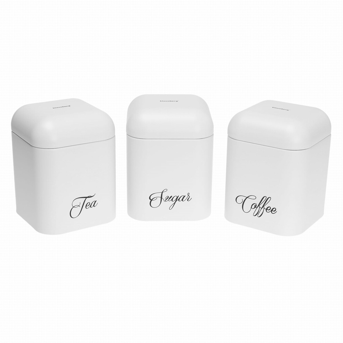 Zestaw metalowych pojemników kuchennych herbata kawa cukier biały KLAUSBERG