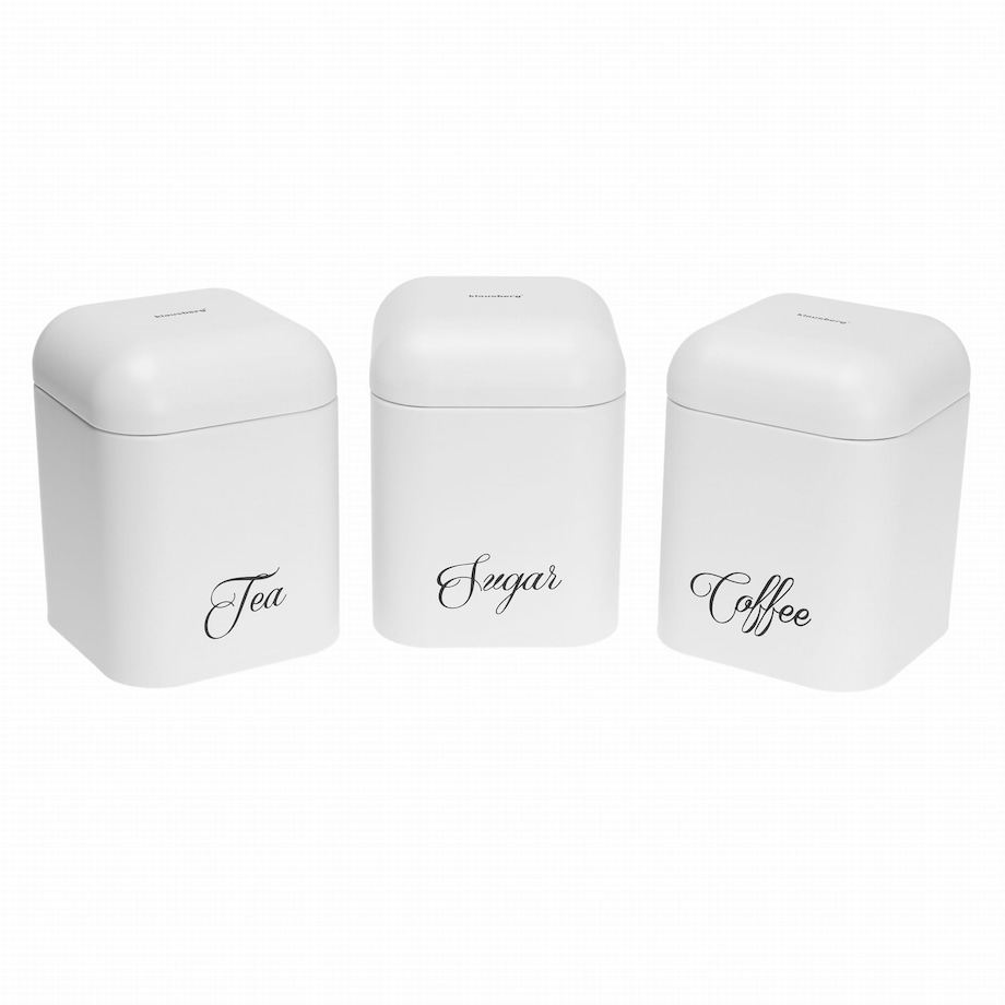 Zestaw metalowych pojemników kuchennych herbata kawa cukier biały KLAUSBERG