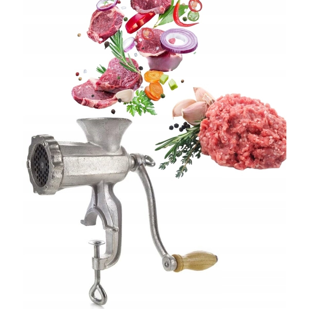 Maszynka ŻELIWNY do mielenia mięsa domowa przykręcany do blatu ręczny 8