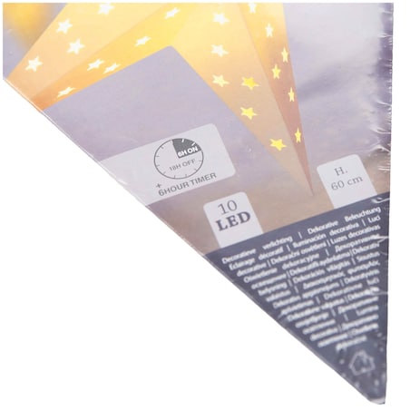 Gwiazda LED z papieru, ozdoba świąteczna, 60 cm, na baterie, kolor biały