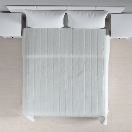 Narzuta pikowana w pasy 200x210 gołębi srebrny z połyskiem