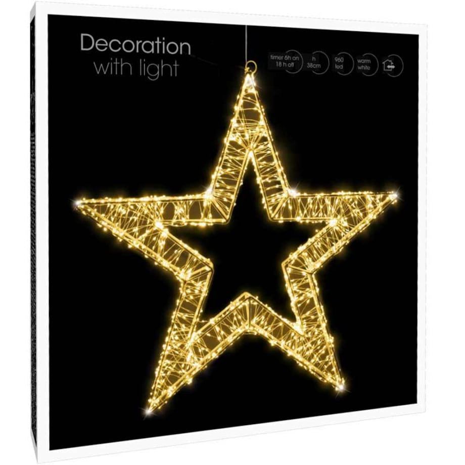 Druciana gwiazda, dekoracja z LED 50 cm