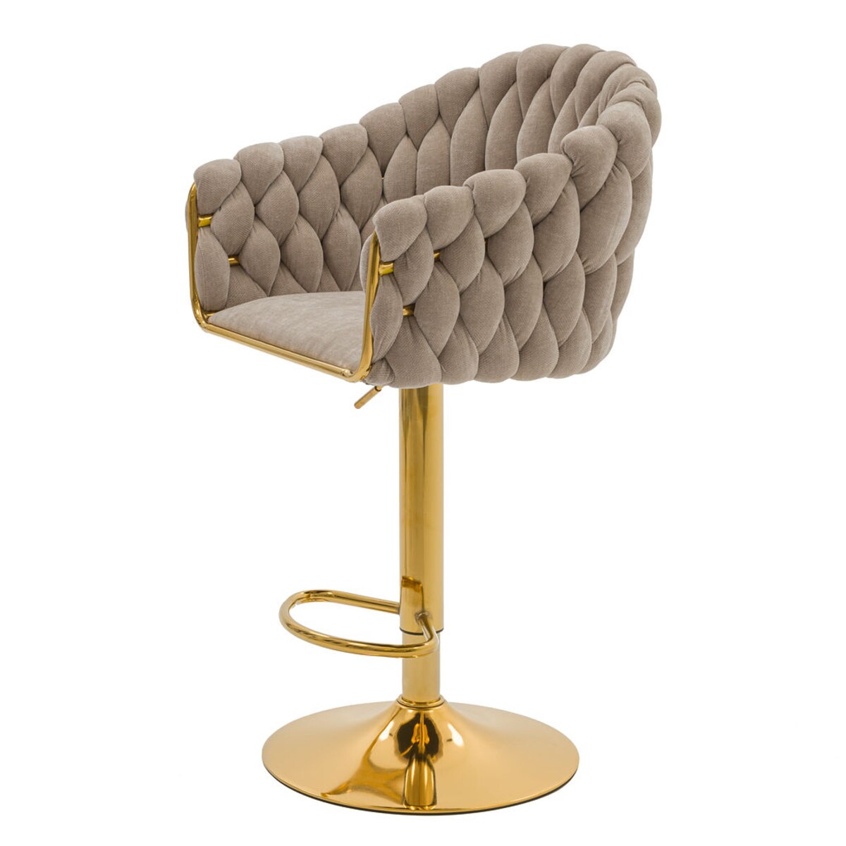 Hoker tapicerowany obrotowy regulowany ROSA PREMIUM beżowy