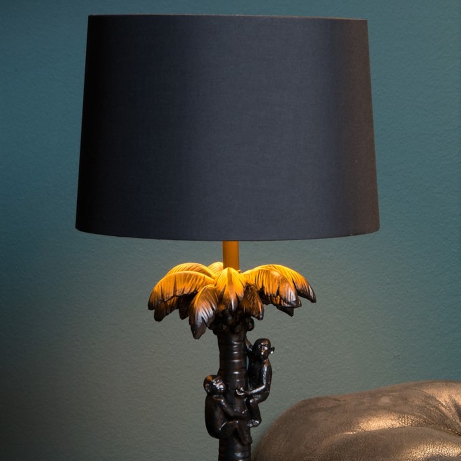 Orientalna LAMPKA stojąca EXTRAVAGANZA COCONUT 10505/81/30 Lucide dekoracyjna LAMPA biurkowa abażurowa małpki czarne