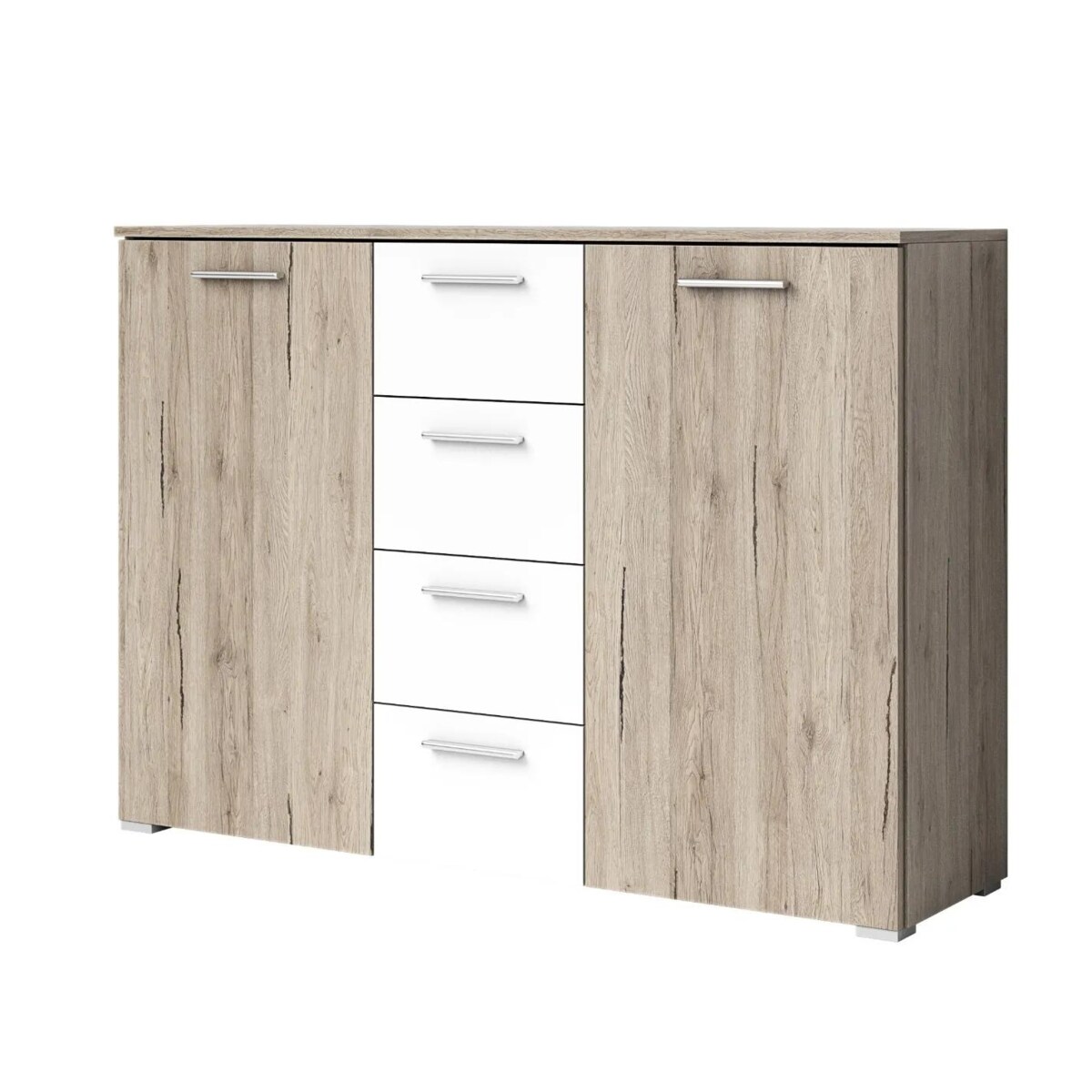 Komoda BETA 2D4S 132cm san remo/biała