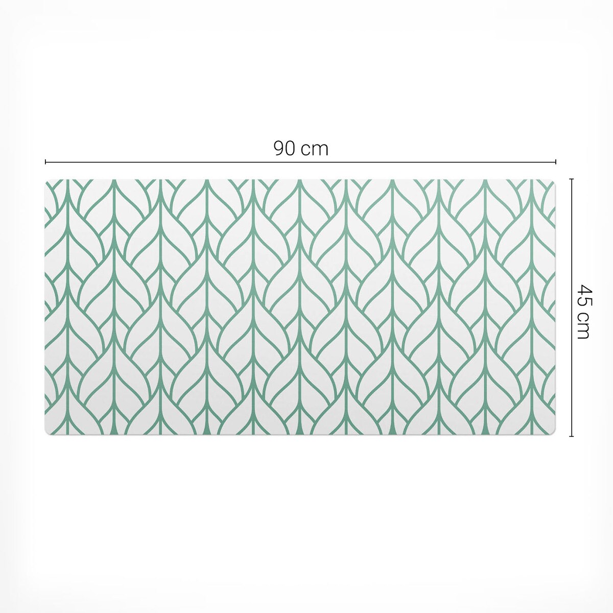 Zielona mata na biurko Liście we wzorze, 90x45 cm