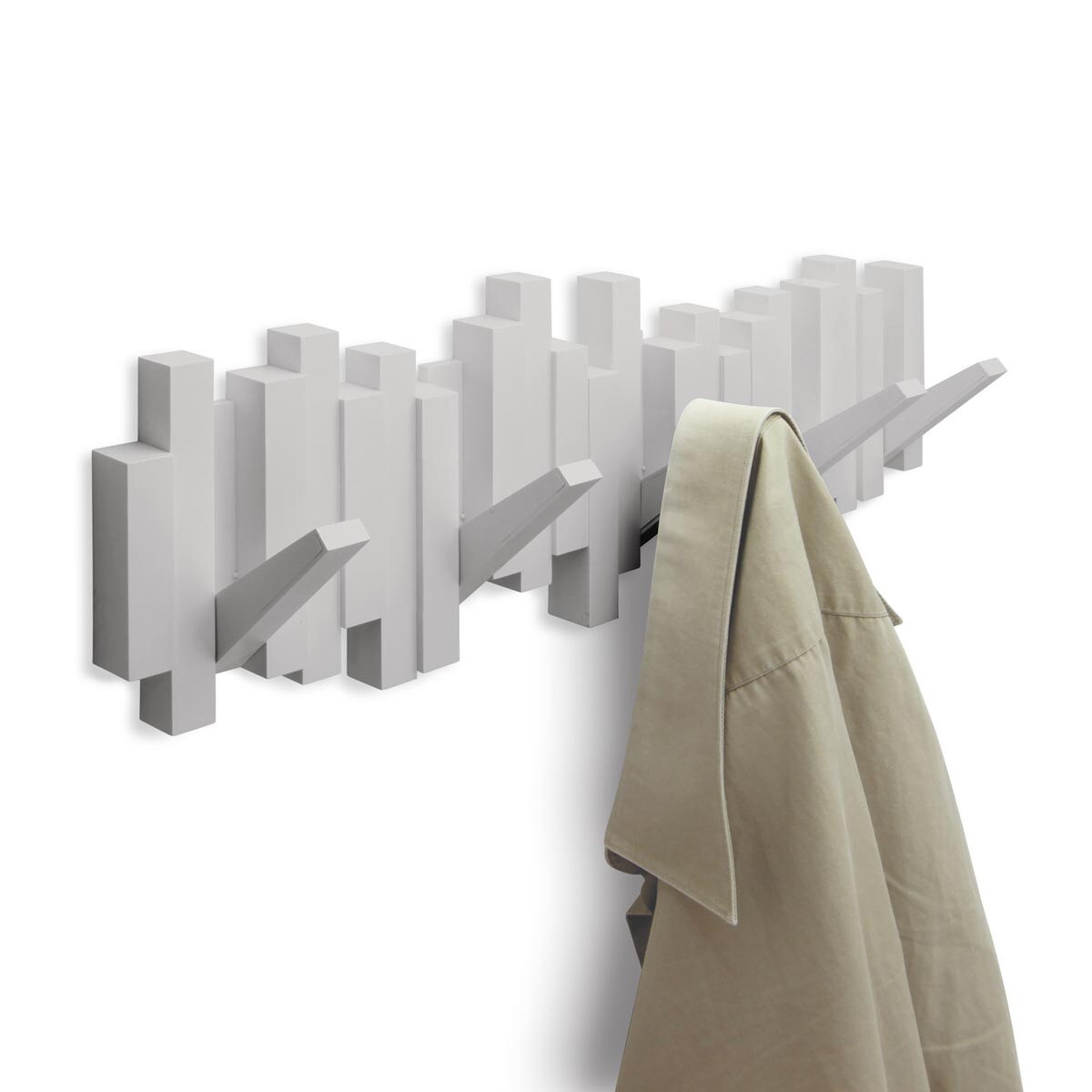 Listwa z pięcioma wieszakami szary Sticks, 49.3 x 18 cm, Umbra