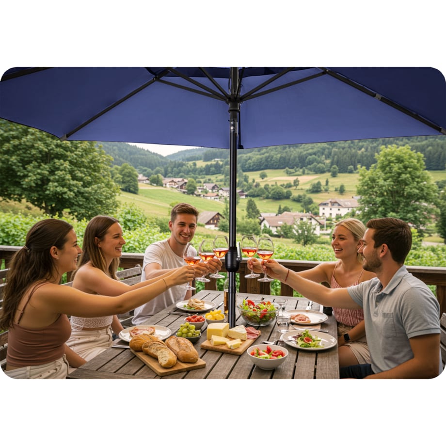 Duży parasol ogrodowy 300cm balkonowy składany + pokrowiec Plonos