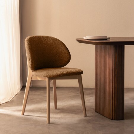 Krzesło SELMA -II miedziane/buk/boucle 79x48x48 cm