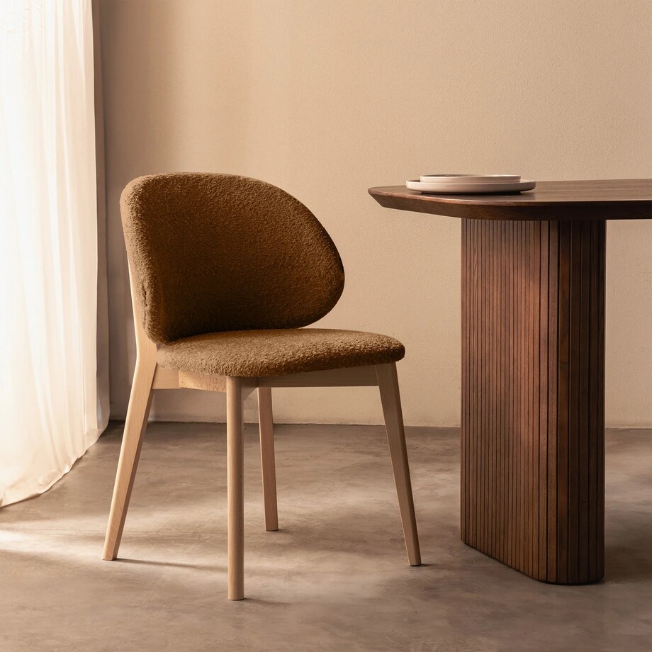 Krzesło SELMA -II miedziane/buk/boucle 79x48x48 cm