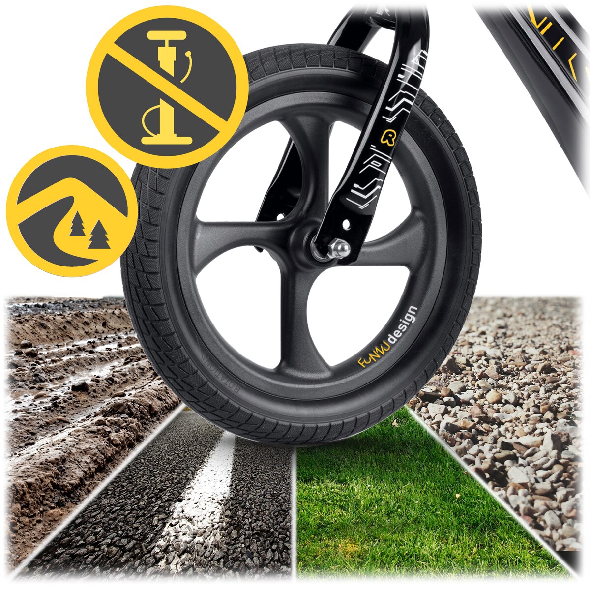 Rowerek biegowy dla dzieci magnesium Ricokids Funnu czarny 760500