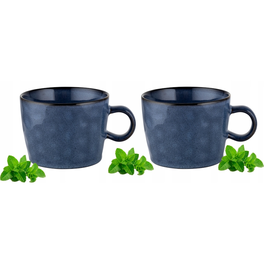 2x KUBEK ceramiczny kamionka NIEBIESKI 500 ml duży na napoje prezenty kawa