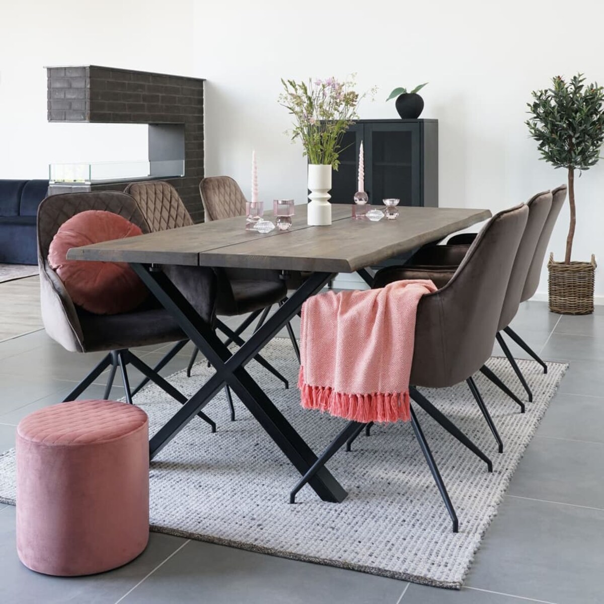 House Nordic Krzesło stołowe Ava, obrotowe, szarobrązowe