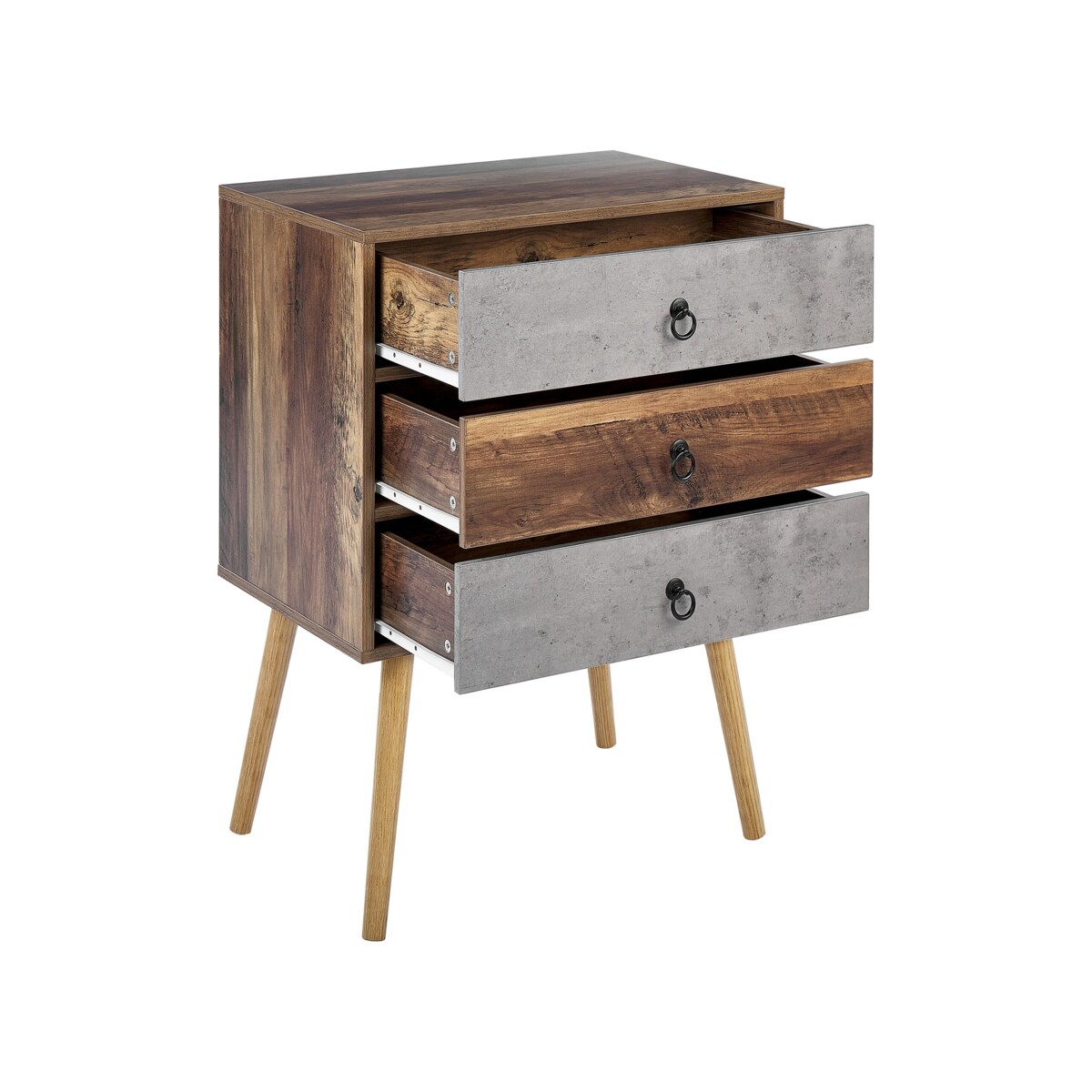 Komoda ciemne drewno z szarym BATLEY