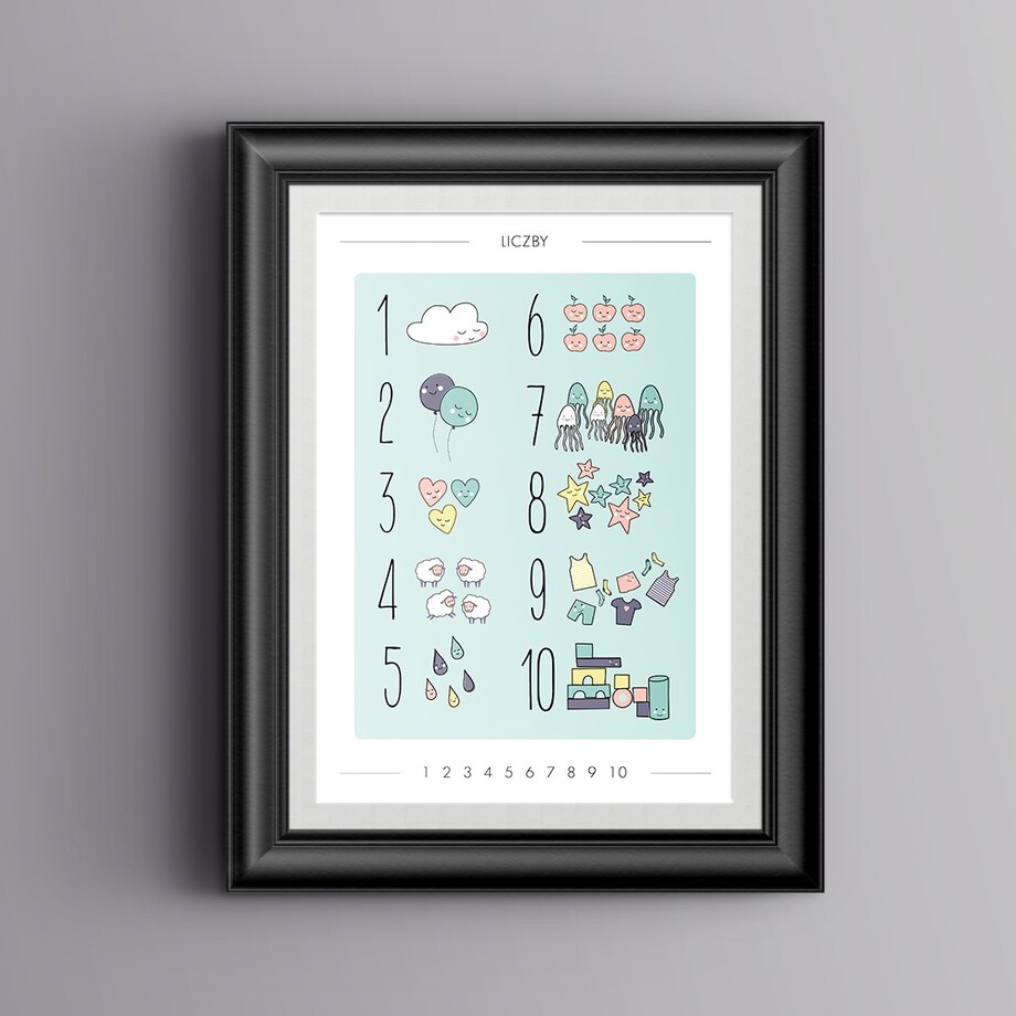 Plakat dla dzieci Liczby miętowe 50x70