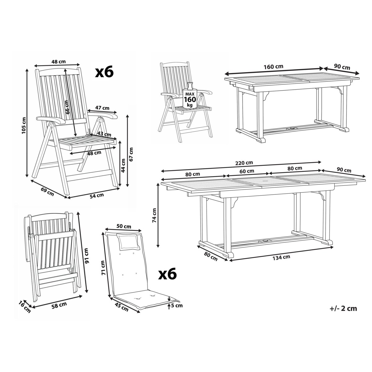 Zestaw ogrodowy dla 6 osób AMANTEA PREMIUM Drewno akacjowe Zielony