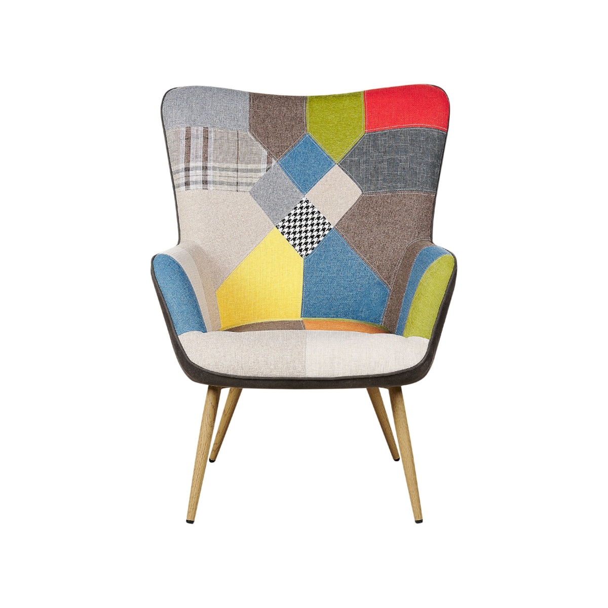 Fotel z podnóżkiem patchwork wielokolorowy VEJLE