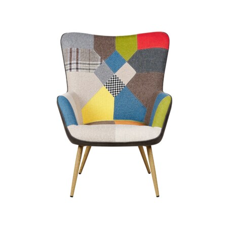 Fotel z podnóżkiem patchwork wielokolorowy VEJLE