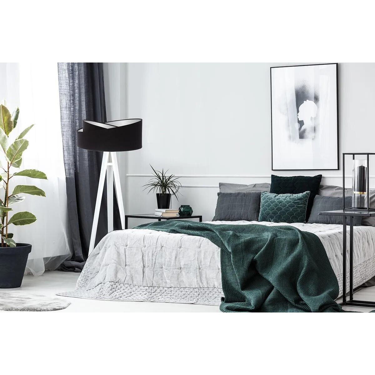 Lampa stojąca GEMSTONE czarna/srebrna/biała