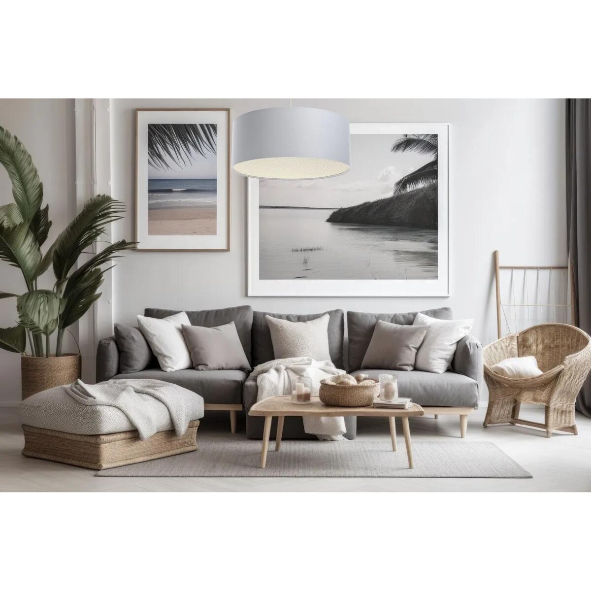 Lampa wisząca MODERN RATTAN 60 szara