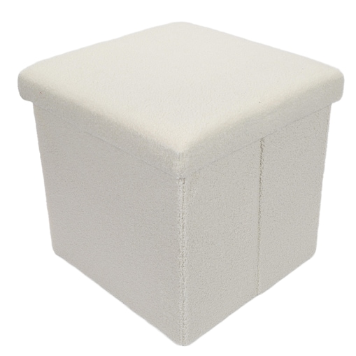 Pufa ze schowkiem boucle BINI, 38 x 38 x 38 cm