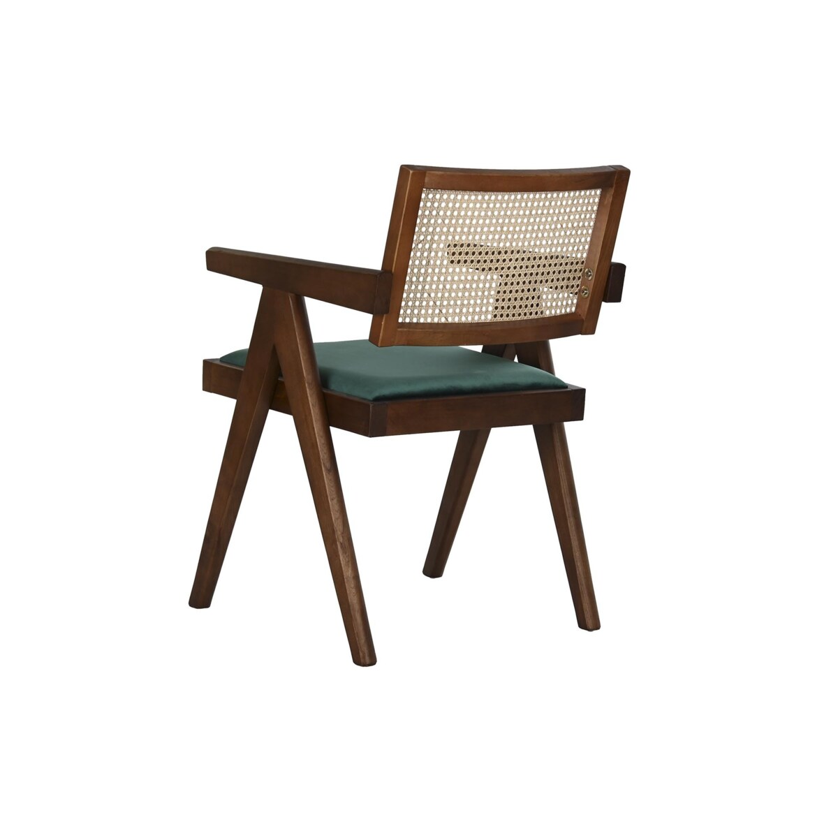 Krzesło drewniane z plecionką wiedeńską i aksamitem butelkowe