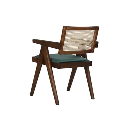 Krzesło drewniane z plecionką wiedeńską i aksamitem butelkowe