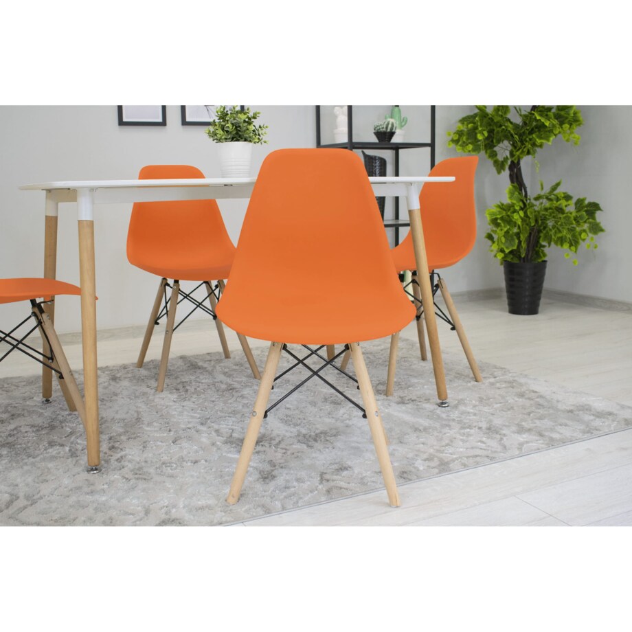 Krzesło Do Jadalni Kuchni Salonu Osaka Pomarańcz / Nogi Naturalne X 3
