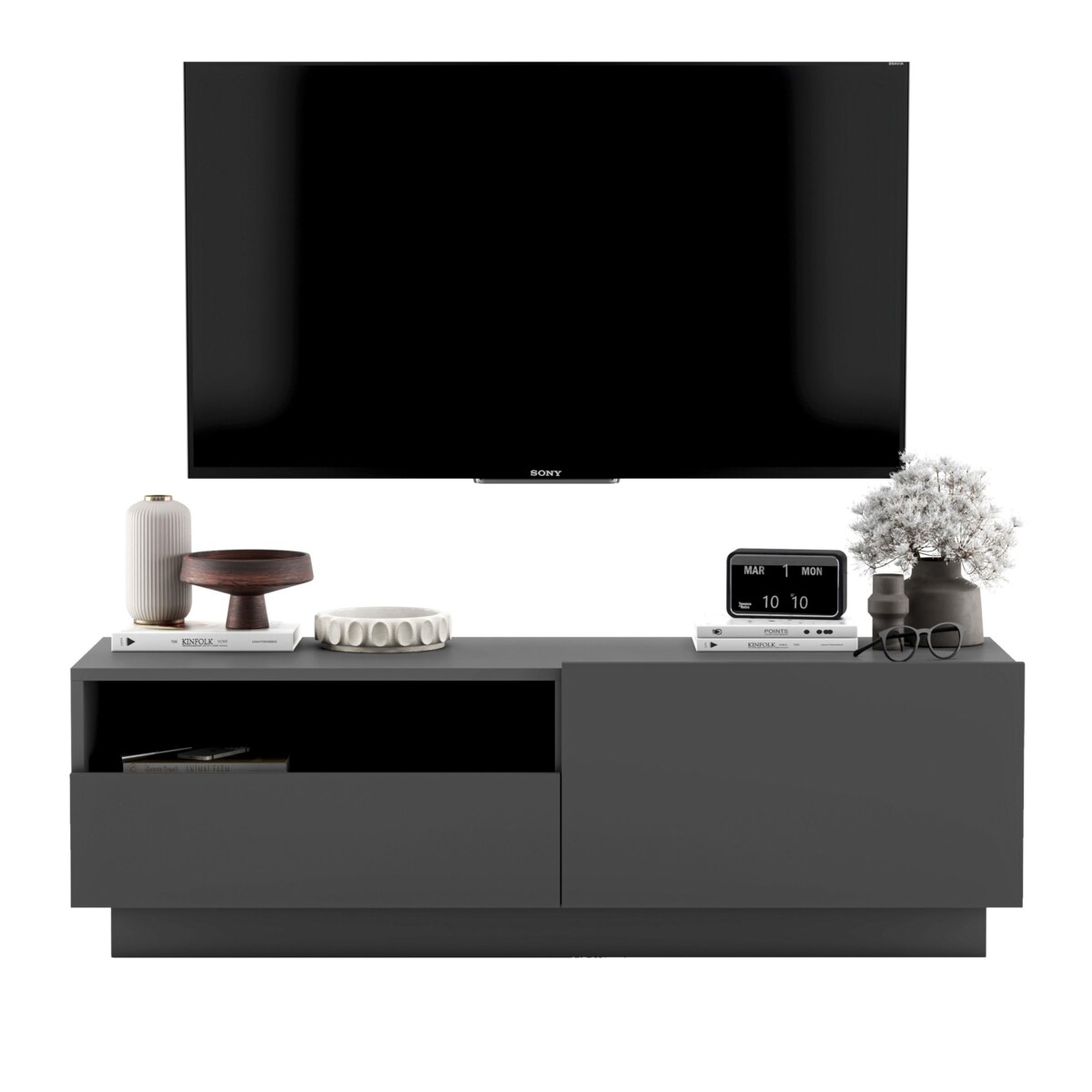 Szafka RTV Komoda Loft Grafit MAT stojąca / wisząca szuflada 120 cm