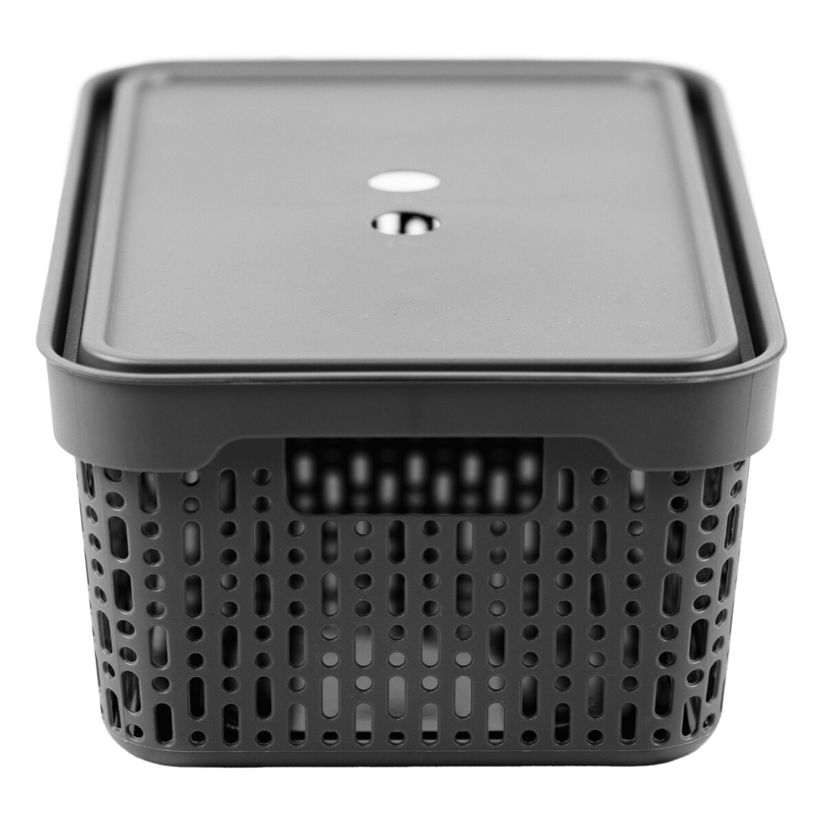 Koszyk Koszyczek Ażurowy L Plastikowy Na Kosmetyki Do Łazienki Pojemnik Z Pokrywką Zamykany Z Dziurkami Czarny