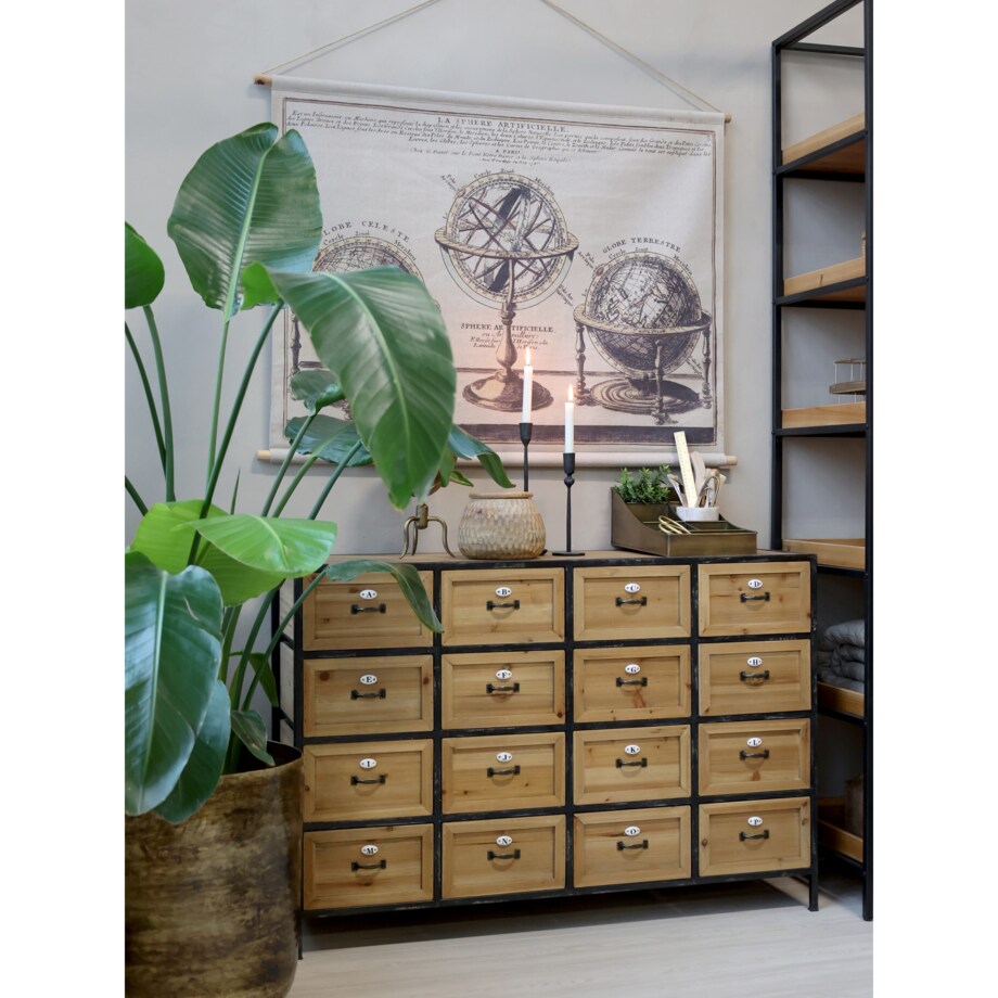 Komoda z 16 szufladami drewniano-metalowa