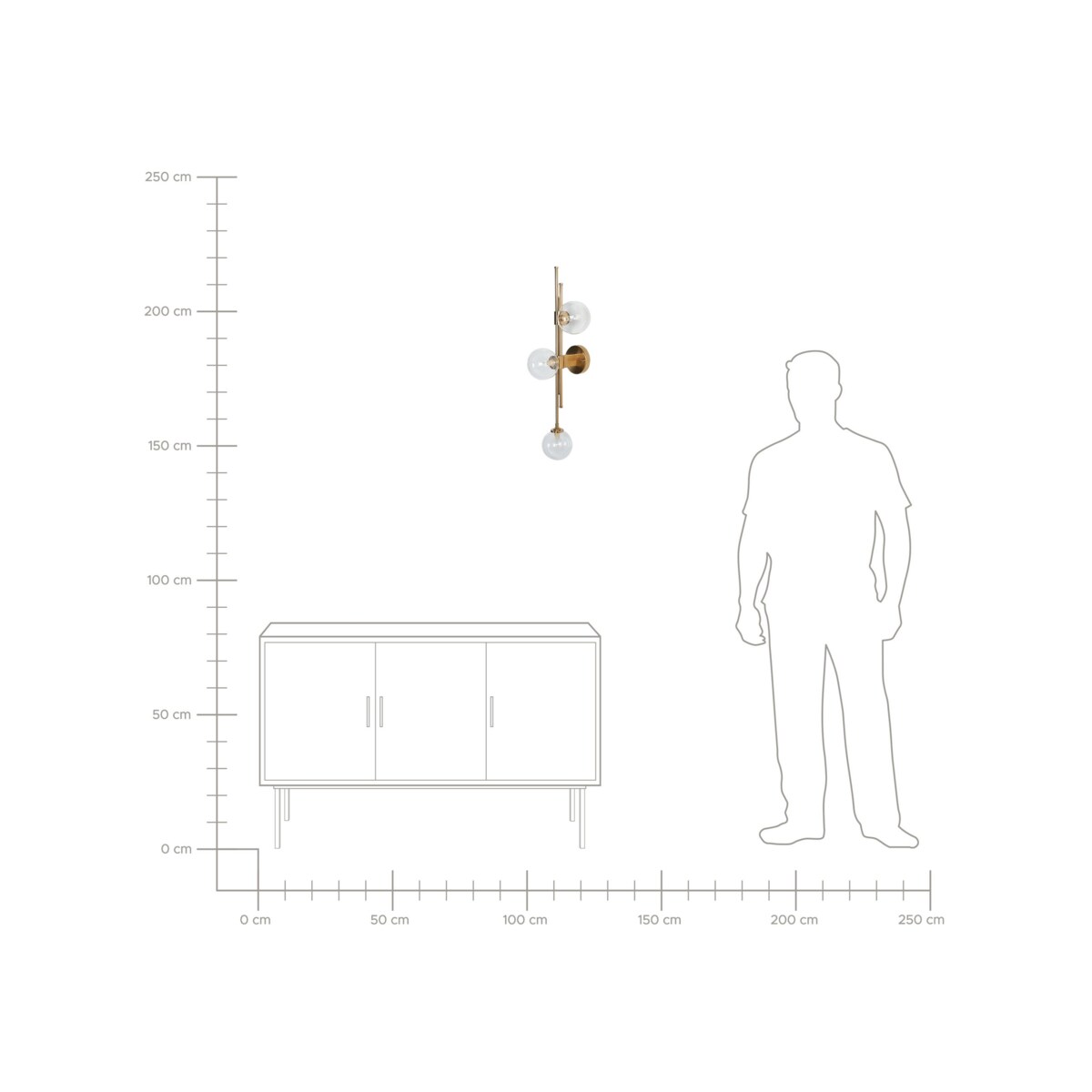Lampa ścienna 3-punktowa metalowa złota TULIJA