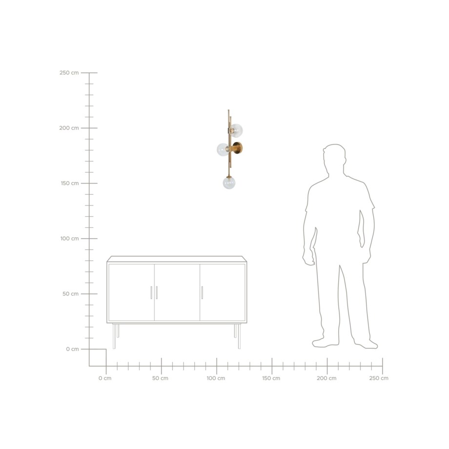 Lampa ścienna 3-punktowa metalowa złota TULIJA
