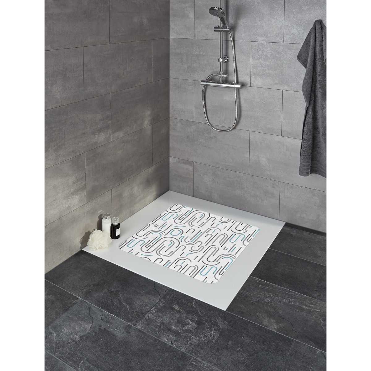 Kleine Wolke Vision Mata bezpieczeństwa pod prysznic 55x55 cm szary/niebieski PVC