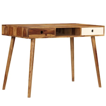 vidaXL Biurko, 110x55x76 cm, lite drewno akacjowe