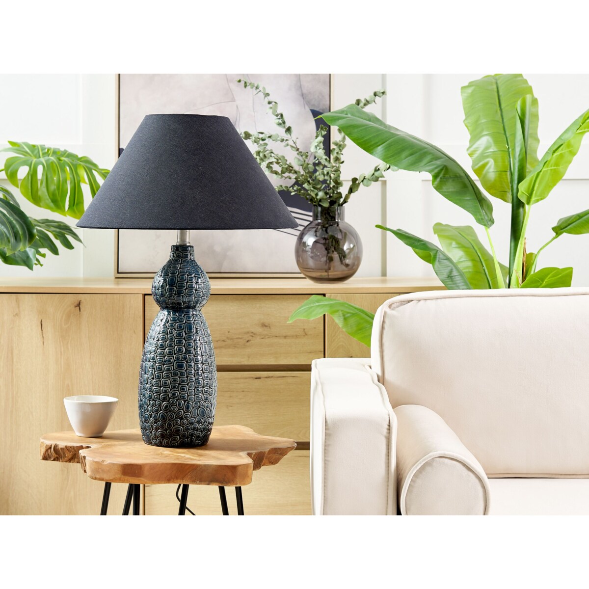 Lampa stołowa ceramiczna ciemnoniebieski z czarnym MATINA