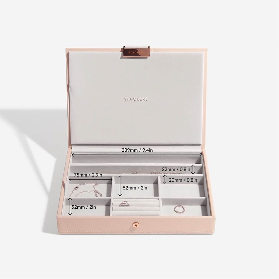 Szkatułka na biżuterię Stackers classic jasnoróżowo-szara z pokrywką