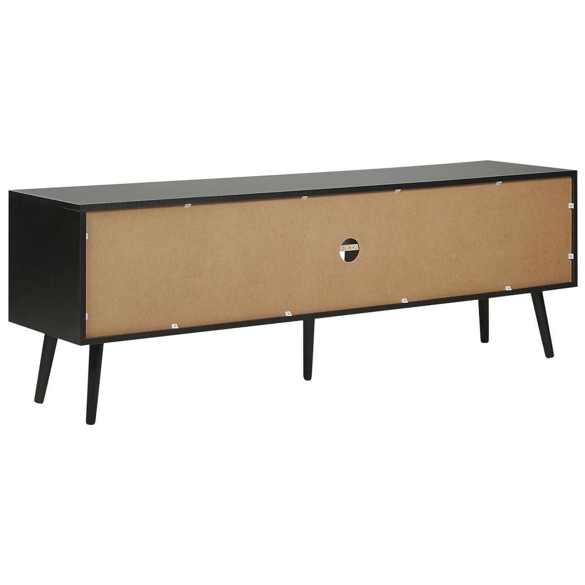 Szafka RTV z frontem rattanowym czarna OPOCO