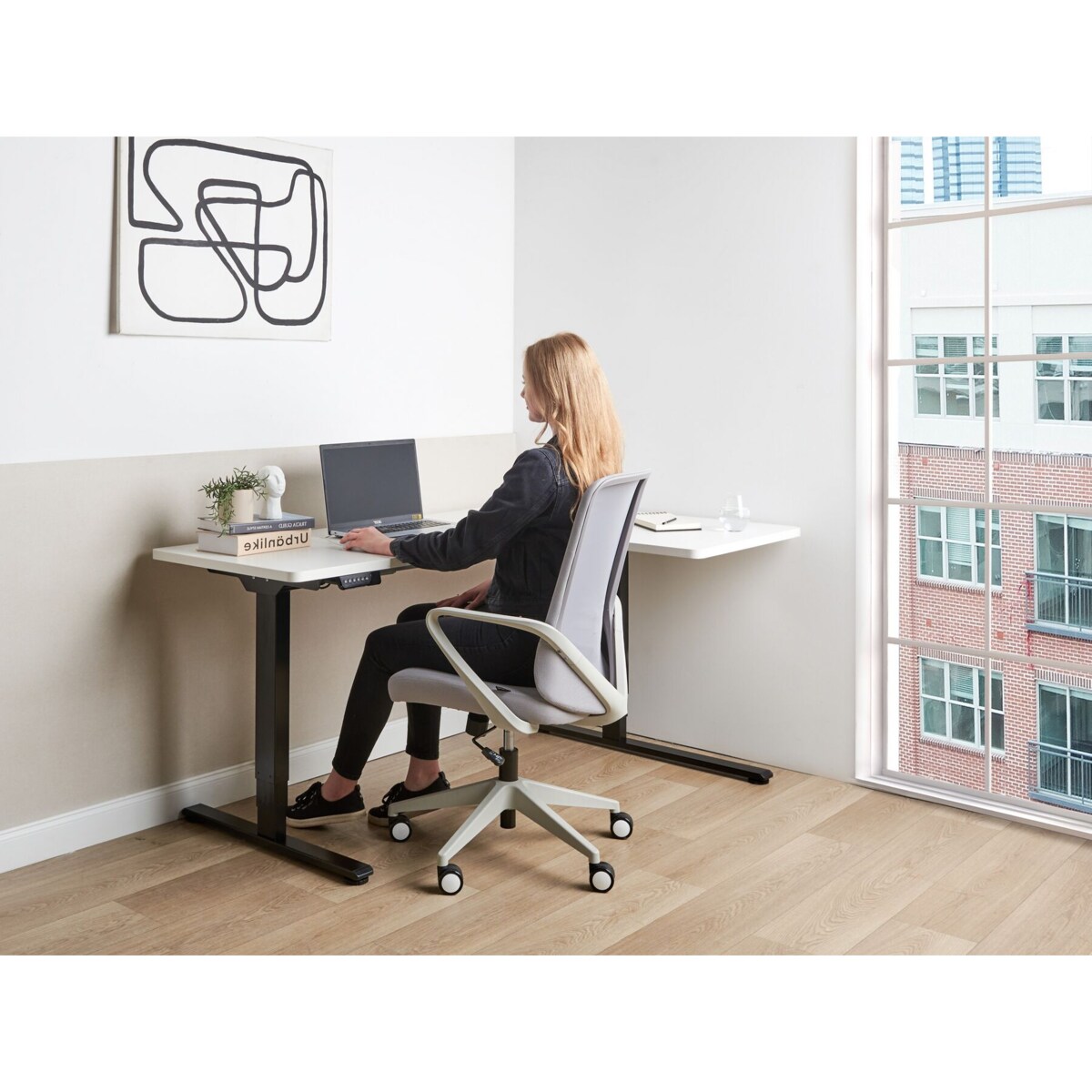 Biurko regulowane Elektryczny Prawostronny Biały DESTINES