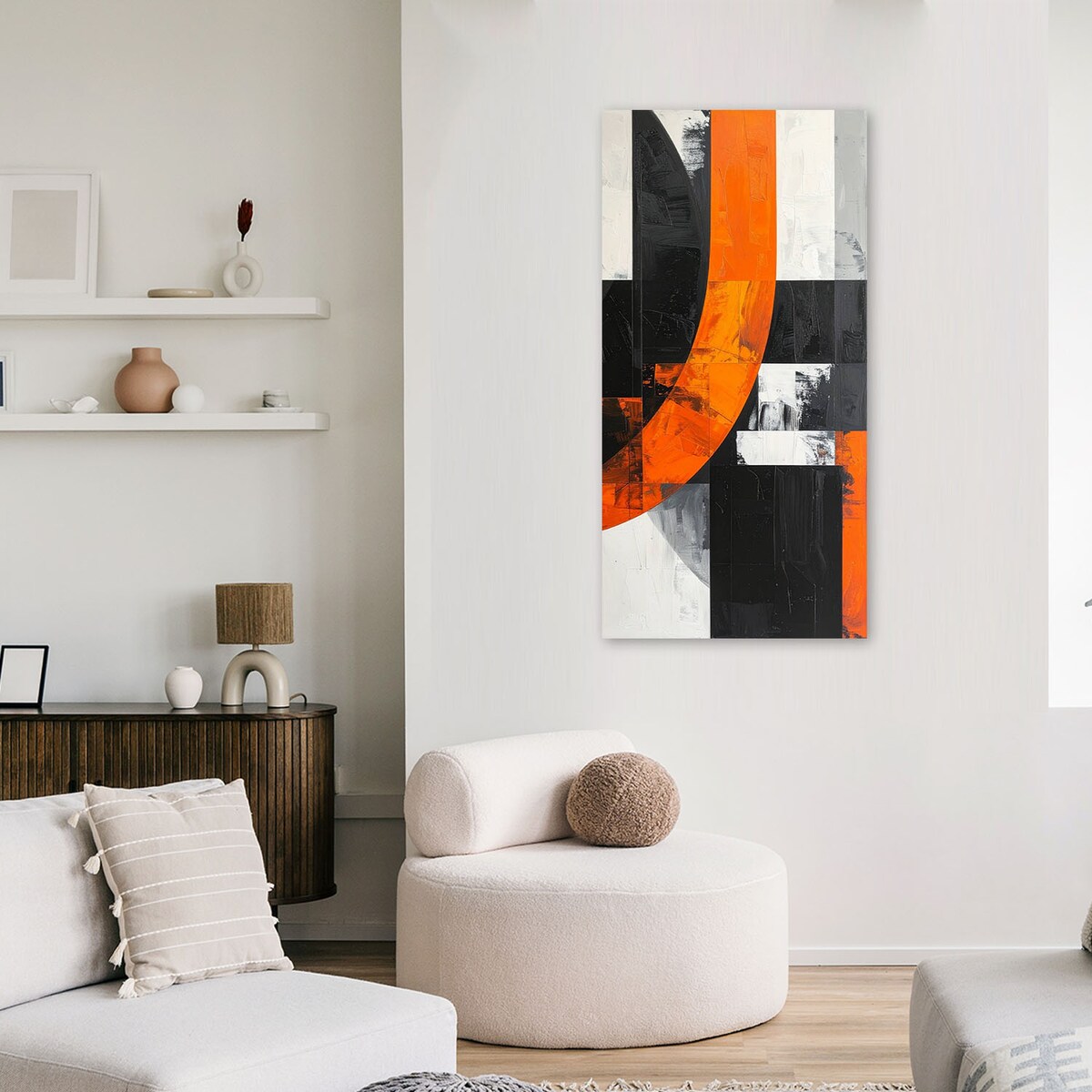 Obraz do salonu pokoju biura, Abstrakcja kształty czarno pomarańczowy