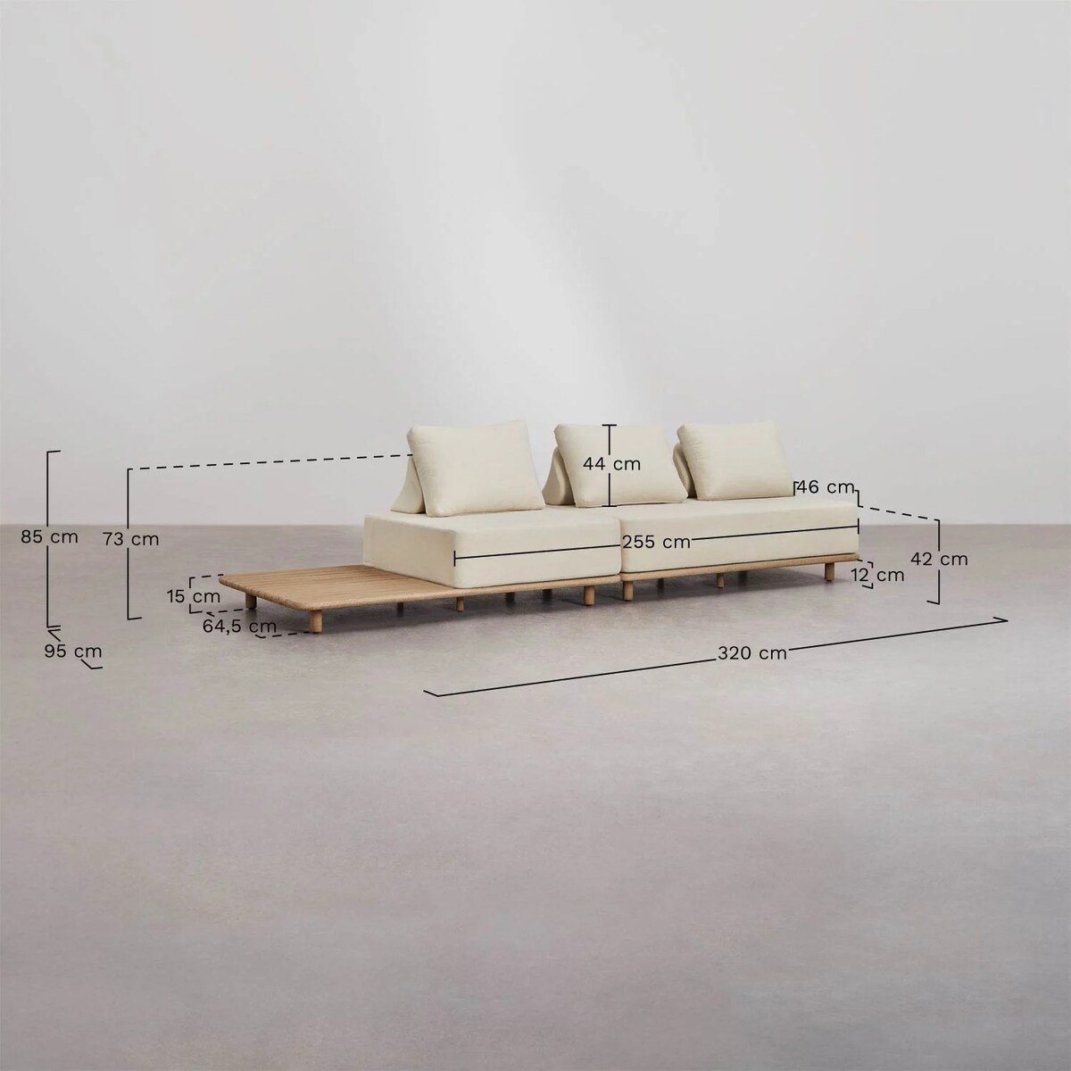 Zestaw ogrodowy: 2-częściow sofa ze stolikiem, fotelem i stolikiem kawowym Portet acacia