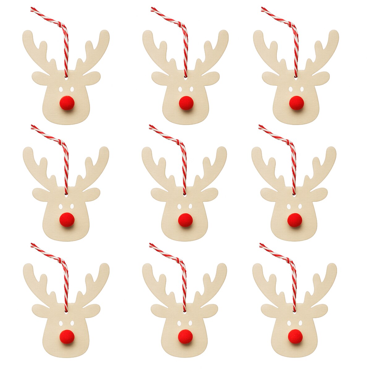 Zawieszki drewniane RENIFERY na choinkę ozdoby zestaw na prezent w pudełku