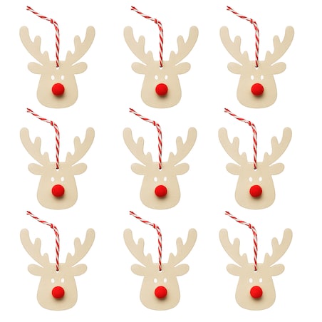 Zawieszki drewniane RENIFERY na choinkę ozdoby zestaw na prezent w pudełku