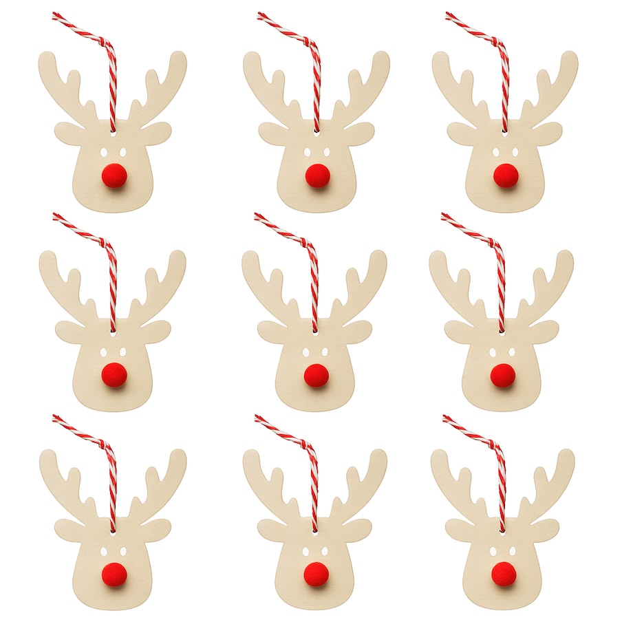 Zawieszki drewniane RENIFERY na choinkę ozdoby zestaw na prezent w pudełku