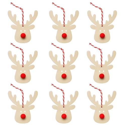 Zawieszki drewniane RENIFERY na choinkę ozdoby zestaw na prezent w pudełku