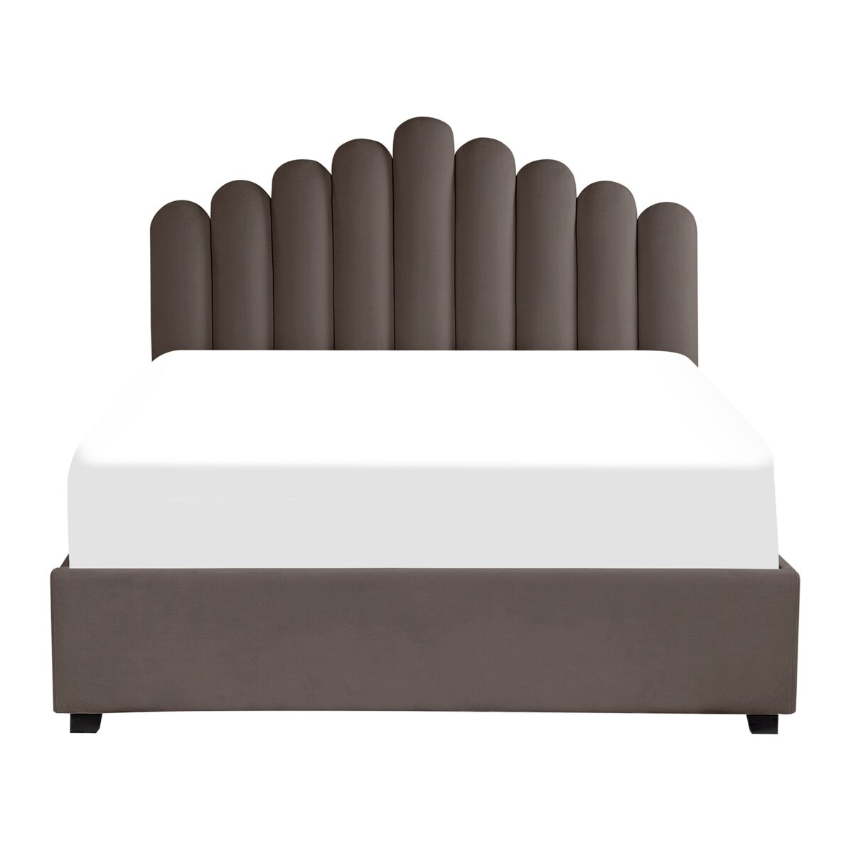 Łóżko z pojemnikiem welurowe 160 x 200 cm beżowoszare VINCENNES