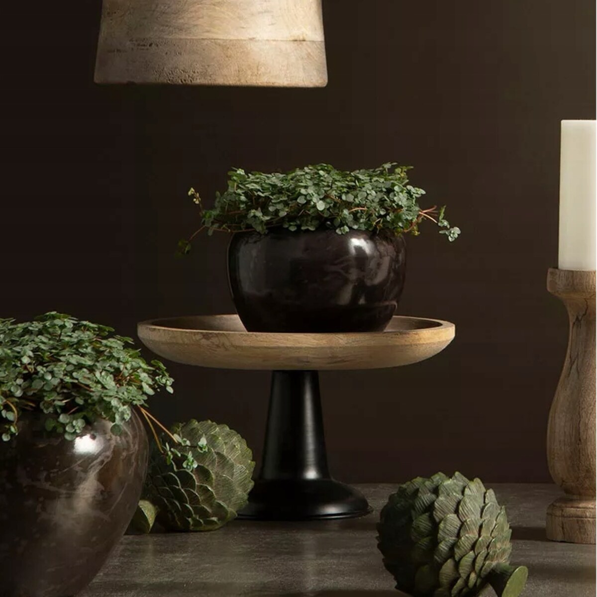 PATERA NA NODZE NÓŻCE OWOCE DREWNIANA BOHO DUŻA 26cm okrągła dekoracyjna