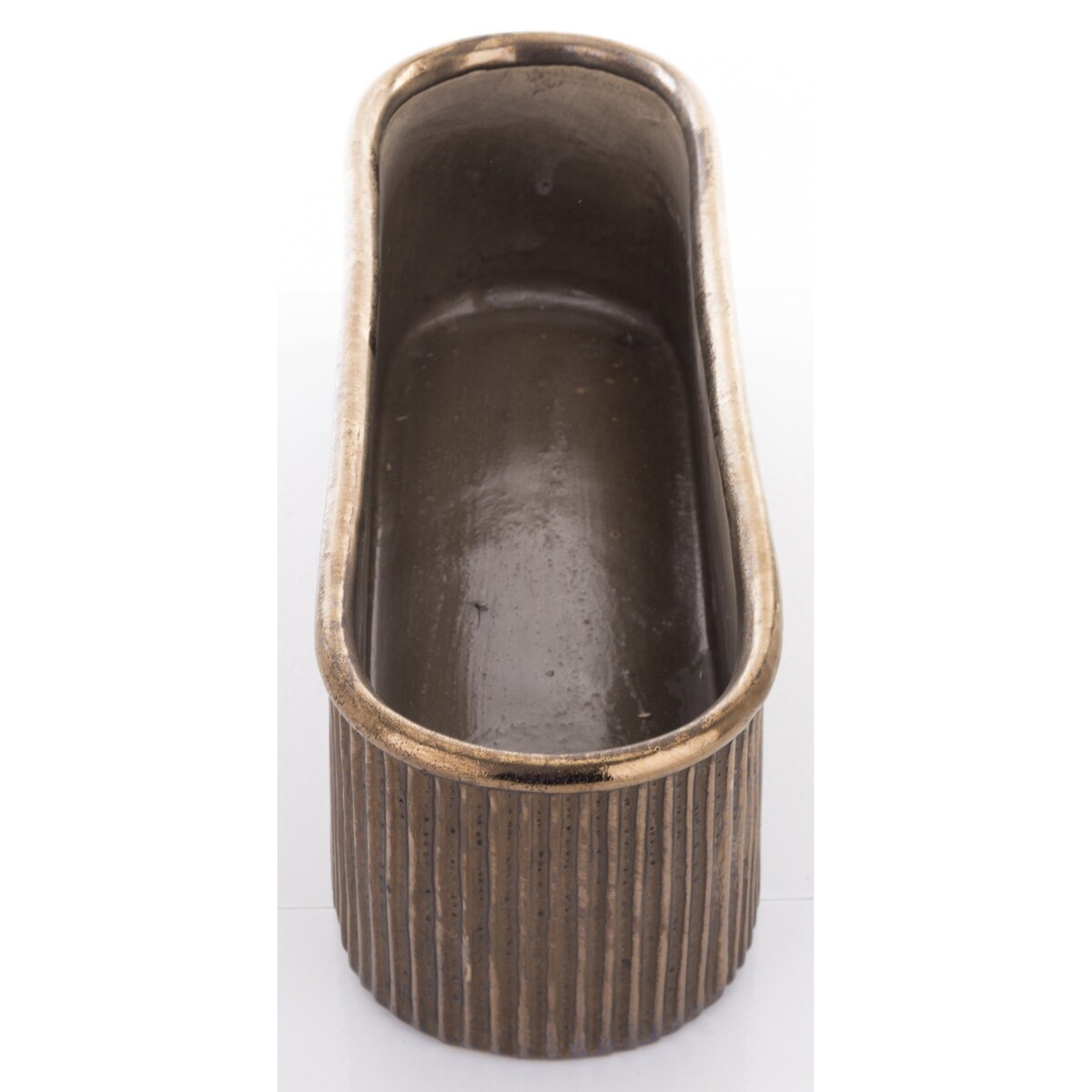 Kwietnik-osłonka kamionkowa 11,5x38,5x13 cm złotobrązowa